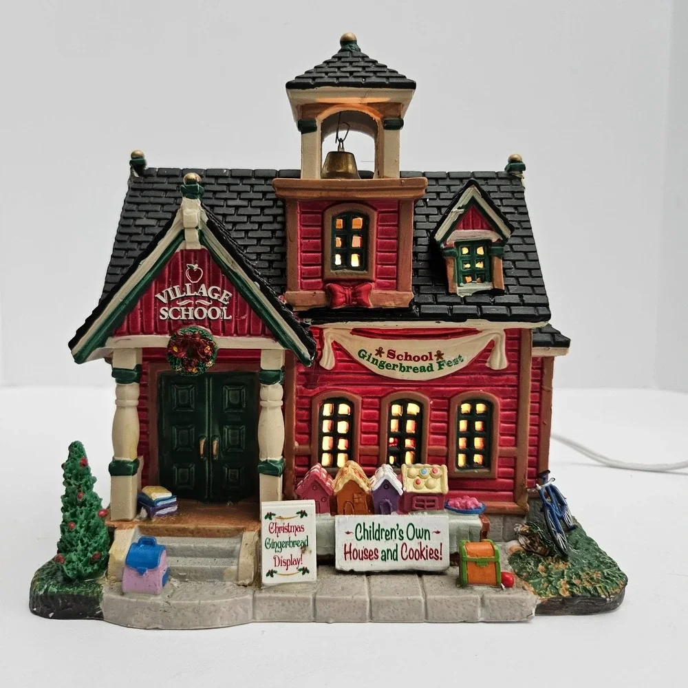 Lemax Village School Gingerbread Fest Lighted Christmas Building 55949 2015
